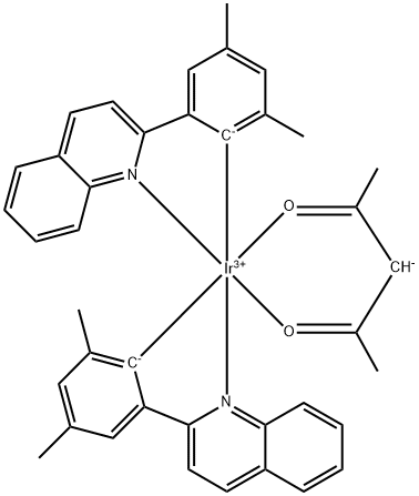 Bis(2-(3,5-dimethylphenyl)quinoline-C2,N')(acetylacetonato)iridium(III) Struktur