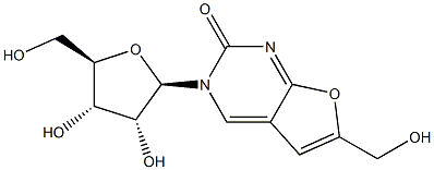 6-(羟基甲基)-3-BETA-D-呋喃核糖基呋喃并[2,3-D]嘧啶-2(3H)-酮 结构式