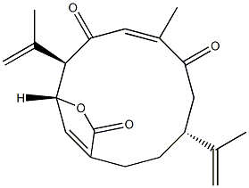 rel-(4R*,7Z,10S*,11R*)-7-メチル-4,10-ビス(1-メチルエテニル)-12-オキサビシクロ[9.2.1]テトラデカ-1(14),7-ジエン-6,9,13-トリオン 化学構造式