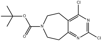 7-BOC-2,4-二氯-5,6,8,9-嘧啶并[4,5-D]氮杂环庚烷, 1065114-27-3, 结构式