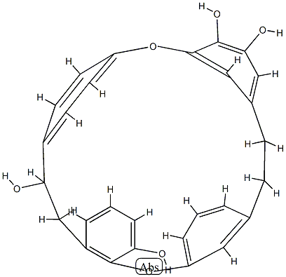 7,8,19,20-テトラヒドロ-15,18-エテノ-2,6:9,13-ジメテノ-1,14-ベンゾジオキサシクロドコシン-11,12,19,24-テトラオール 化学構造式