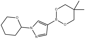 1-(2-テトラヒドロピラニル)-1H-ピラゾール-4-ボロン酸ネオペンチルグリコールエステル 化学構造式
