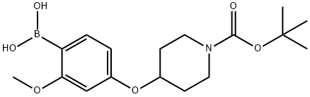4-(1-BOC-piperidin-4-yloxy)-2-Methoxyphenylboronic 化学構造式