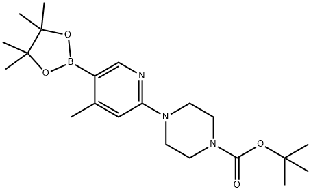4-(4-メチル-5-(4,4,5,5-テトラメチル-1,3,2-ジオキサボロラン-2-イル)ピリジン-2-イル)ピペラジン-1-カルボン酸TERT-ブチル 化学構造式