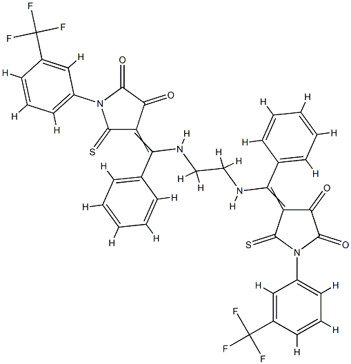 (4E)-4-[[2-[[(E)-[4,5-dioxo-2-sulfanylidene-1-[3-(trifluoromethyl)phen yl]pyrrolidin-3-ylidene]-phenyl-methyl]amino]ethylamino]-phenyl-methyl idene]-5-sulfanylidene-1-[3-(trifluoromethyl)phenyl]pyrrolidine-2,3-di one Struktur