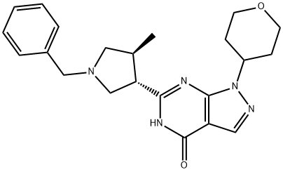 1082743-70-1 1,5-二氢-6-[(3S,4S)-4-甲基-1-苄基-3-吡咯烷基]-1-(四氢-2H-吡喃-4-基)-4H-吡唑并[3,4-D]嘧啶-4-酮
