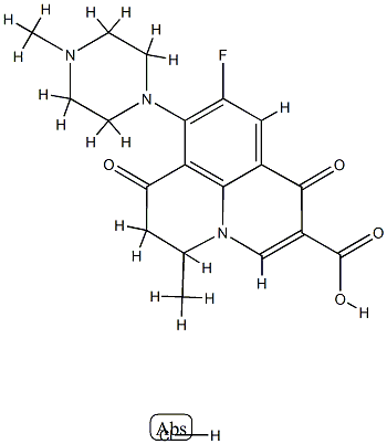 9-フルオロ-5-メチル-8-(4-メチル-1-ピペラジニル)-1,7-ジオキソ-6,7-ジヒドロ-1H,5H-ベンゾ[ij]キノリジン-2-カルボン酸·塩酸塩 化学構造式