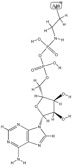 P(1)-(5'-adenosyl)-P(2)-N-(2-mercaptoethyl)diphosphoramidate 结构式