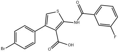 4-(4-溴-苯基)-2-(3-氟-苯甲酰基氨基)-噻吩-3-羧酸, 1085704-99-9, 结构式