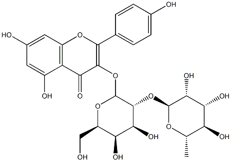 kaempferol 3-O-alpha-rhamnopyranosyl-(1-2)-beta-galactopyranoside Struktur