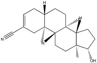 17β-ヒドロキシ-5α-アンドロスタ-2-エン-2-カルボニトリル 化学構造式