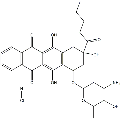 4(O)-daunosaminyl-2,4,5,12-tetrahydroxy-2-pentanoyl-1,2,3,4-tetrahydro-6,11-naphthacenedione Structure