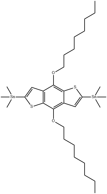 2,6-Bis(trimethyltin)-4,8-dioctyloxybenzo[1,2-b:3,4-b]dithiophene Struktur