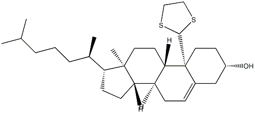 19,19-Ethylenedithio-3β-hydroxycholesta-5-ene Struktur