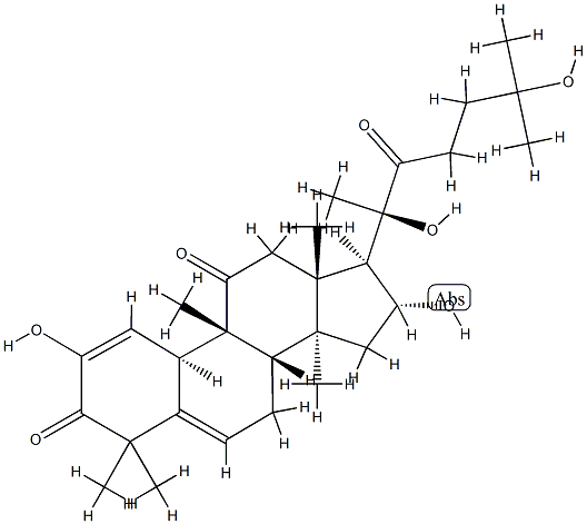 (9β,10α)-2,16α,20,25-テトラヒドロキシ-9-メチル-19-ノルラノスタ-1,5-ジエン-3,11,22-トリオン 化学構造式
