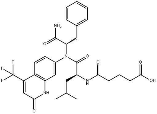7-glutaryl-leucyl-phenylalaninamide-4-trifluoromethyl-2-quinolinone Struktur