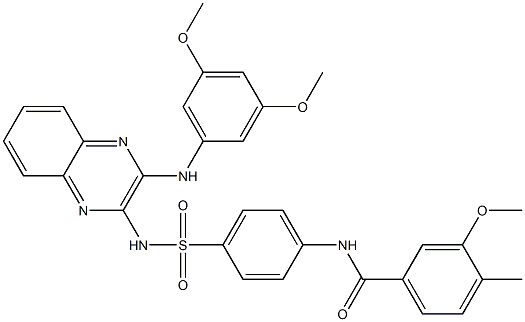 N-[2-[(3,5-二甲氧基苯基)氨基]喹喔啉-3-基]-4-[(4-甲基-3-甲氧基苯基)羰基]氨基苯磺酰胺 结构式