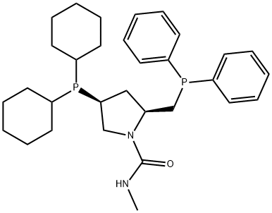 (2S,4S)-(-)-2- (二苯基膦基甲基)-4-(二环己基膦基)-N-甲基-1-吡咯烷甲酰胺 结构式