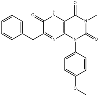 Lumazine,  7-benzyl-6-hydroxy-1-(p-methoxyphenyl)-3-methyl-  (6CI) Struktur