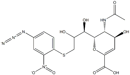 9-S-(4-azido-2-nitrophenyl)-5-acetamido-2,6-anhydro-2,3,5,9-tetradeoxy-9-thioglycerogalactonon-2-enonic acid Structure