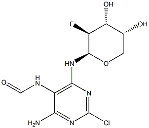 N-[4-Amino-2-chloro-6-[(2-deoxy-2-fluoro-β-D-arabinopyranosyl)amino]-5-pyrimidinyl]-formamide Structure