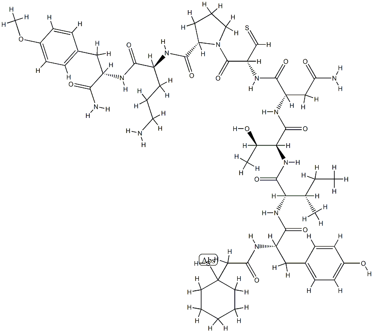 vasotocin, (beta-mercapto-beta,beta-cyclopentamethylenepropionic acid)-O-methyl-Tyr(2)-Thr(4)-Orn(8)-Tyr(9)-NH2 Structure