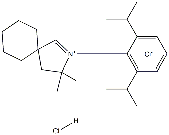 2-(2,6-ジイソプロピルフェニル)-3,3-ジメチル-2-アザスピロ[4.5]デカ-1-エン-2-イウムクロリド塩酸塩 化学構造式