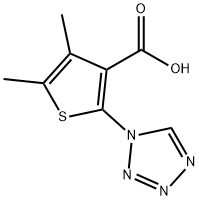4,5-ジメチル-2-(1H-テトラゾール-1-イル)-3-チオフェンカルボン酸 化学構造式