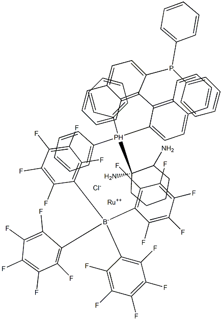 Chloro[(R)-2,2'-bis(diphenylphosphino)-1,1'-binaphthyl][(1R,2R)-cyclohexane-1,2-diamine]ruthenium(II) tetrakis(pentafluorophenyl)borate Structure