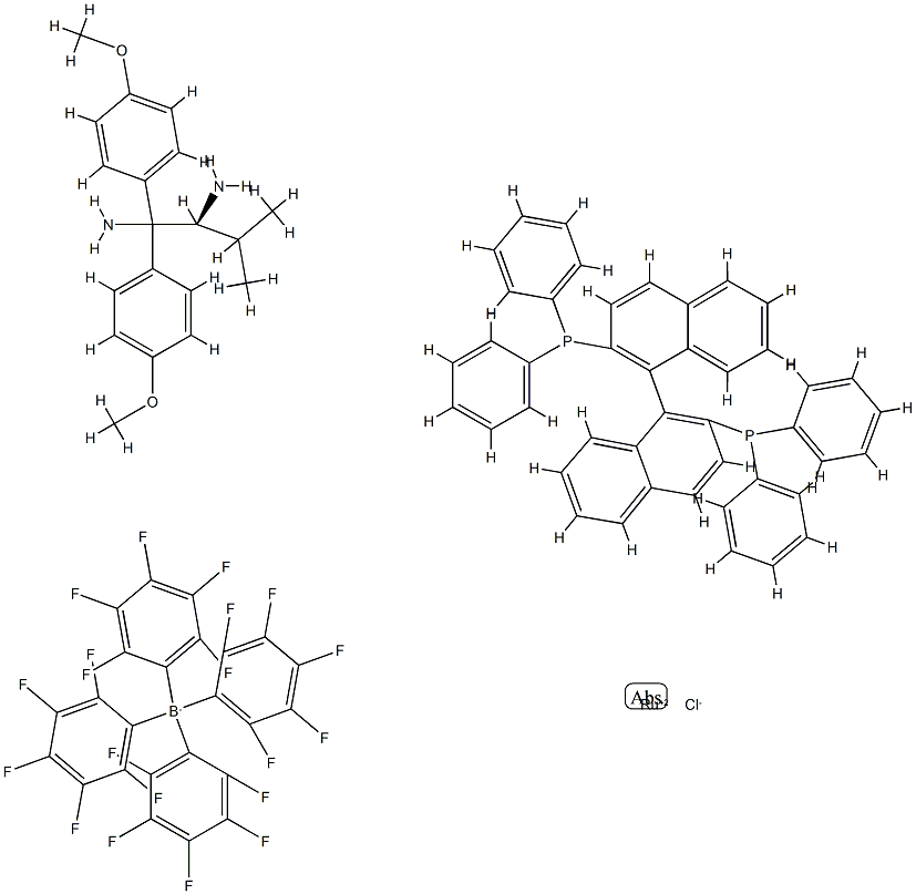Chloro[(S)-(-)-2,2'-bis[diphenylphosphino]-1,1'-binaphthyl][(S)-1,1-bis(4-methoxyphenyl)-3-methylbutane-1,2-diamine]ruthenium(II) tetrakis(pentafluorophenyl)borate, min. 97% Struktur