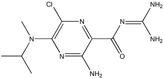 3-アミノ-5-[メチル(イソプロピル)アミノ]-6-クロロ-N-(アミノイミノメチル)-2-ピラジンカルボアミド 化学構造式
