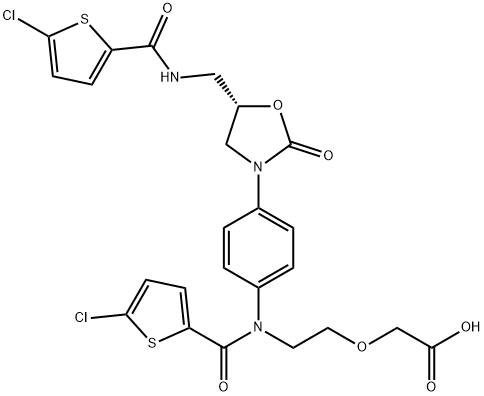 (S)-2-(2-(5-chloro-N-(4-(5-((5-chlorothiophene-2-carboxamido)methyl)-2-oxooxazolidin-3-yl)phenyl)thiophene-2-carboxamido)ethoxy)acetic acid Struktur