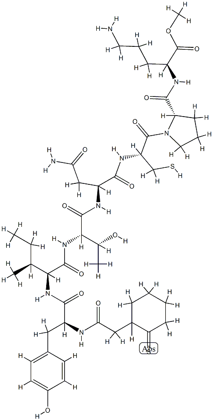 vasotocin, desGly(NH2)(9)d(CH2)5-Tyr(Me)(2)-Thr(4)-Orn(8)-, 115499-13-3, 结构式