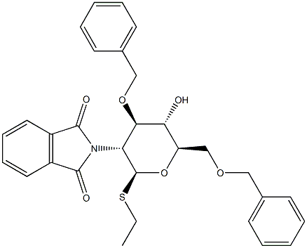 Ethyl 2-deoxy-2-(1,3-dihydro-1,3-dioxo-2H-isoindol-2-yl)-3,6-bis-O-(phenylmethyl)-1-thio-beta-D-glucopyranoside Struktur
