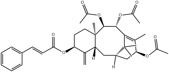 9alpha,10beta,13alpha-Triacetoxy-5alpha-cinnamoyloxytaxa-4(20),11-diene 化学構造式
