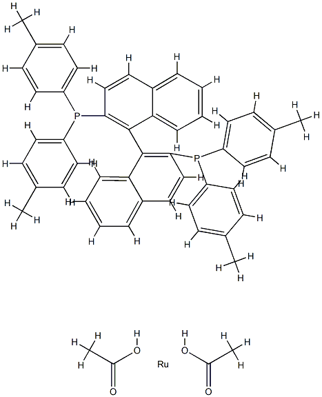 ジアセタト[(R)-(+)-2,2'-ビス(ジ-p-トリルホスフィノ)-1,1'-ビナフチル]ルテニウム(II) 化学構造式