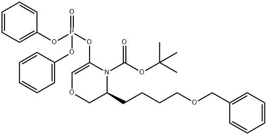 tert-butyl 3-(4-(benzyloxy)butyl)-5-(diphenoxyphosphoryloxy)-2H-1,4-oxazine-4(3H)-carboxylate Struktur
