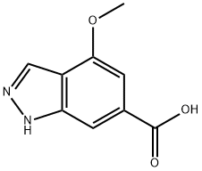 4-メトキシ-1H-インダゾール-6-カルボン酸 化学構造式