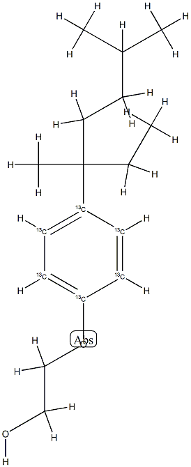 2-[4-(1-エチル-1,4-ジメチルペンチル)フェノキシ] エタノール-13C6 (RING-13C6) 10ΜG/ML 化学構造式