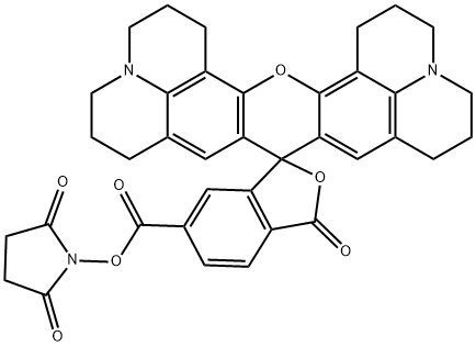6-羧基-X-罗丹明N-琥珀酰亚胺酯, 117491-83-5, 结构式