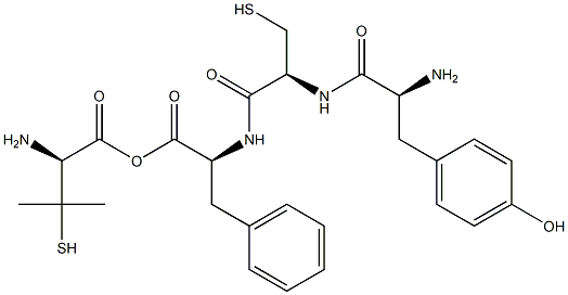 H-tyrosyl-cyclo(cysteinyl-phenylalanyl-penicillaminyl)-OH Structure