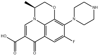 Levofloxacin Related Compound A ((S)-9-fluoro-3-methyl-10-(piperazin-1-yl)-7-oxo-2,3-dihydro-7H-pyrido[1,2,3-de][1,4]benzoxazine-6-carboxylic acid) 化学構造式