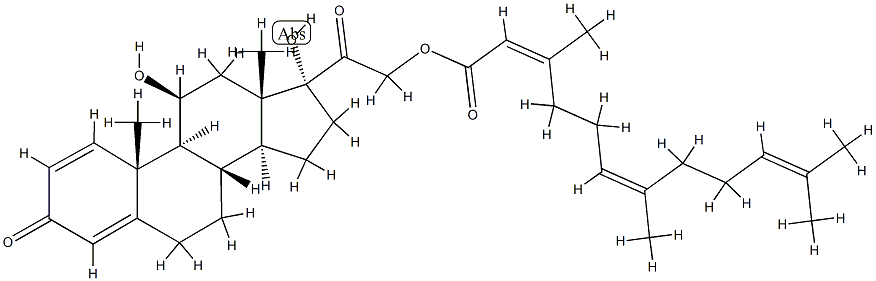 [2-[(8S,9S,10S,11S,13S,14S,17R)-11,17-dihydroxy-10,13-dimethyl-3-oxo-7,8,9,11,12,14,15,16-octahydro-6H-cyclopenta[a]phenanthren-17-yl]-2-oxo-ethyl] 3,7,11-trimethyldodeca-2,6,10-trienoate 结构式
