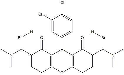 9-(3,4-ジクロロフェニル)-2,7-ビス(ジメチルアミノメチル)-3,4,5,6,7,9-ヘキサヒドロ-2H-キサンテン-1,8-ジオン 化学構造式