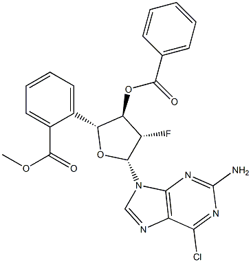 6-氯-9-(3,5-二-O-苯甲酰基-2-脱氧-2-氟-BETA-D-阿拉伯呋喃糖基)-9H-嘌呤-2-胺,118373-61-8,结构式