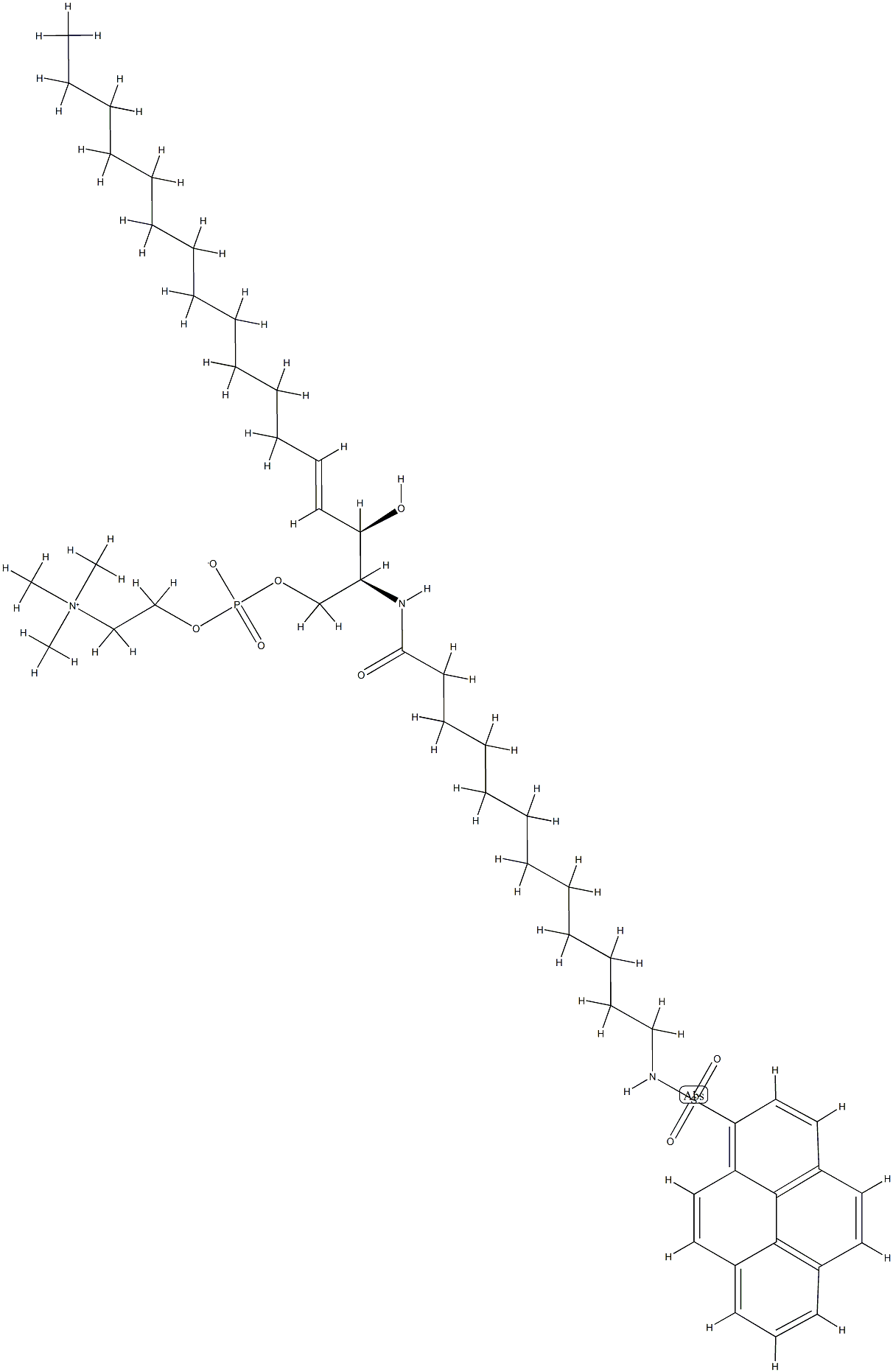 N-(12-((1-pyrenesulfonyl)amido)dodecanoyl)sphingosylphosphorylcholine Struktur