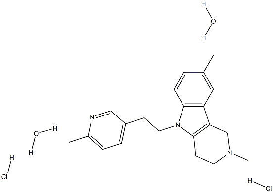 2,3,4,5-四氢-2,8-二甲基-5-[2-(6-甲基-3-吡啶基)乙基]-1H-吡啶并[4,3-B]吲哚二盐酸盐二水合物 结构式