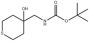 tert-butyl (4-hydroxytetrahydro-2H-thiopyran-4-yl)MethylcarbaMate Struktur