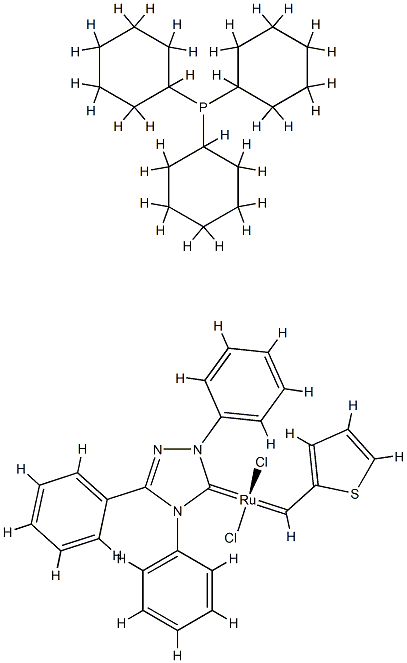 Tricyclohexylphosphine[2,4-dihydro-2,4,5-triphenyl-3H-1,2,4-triazol-3-ylidene][2-thienylmethylene]ruthenium(II) dichloride, min. 95% Struktur