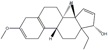(17β)-13-Ethyl-3-Methoxy-gona-2,5(10),15-trien-17-ol 化学構造式